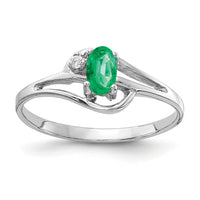 14k White Gold 5x3mm Oval Emerald AA Diamond ring-X9713E/AA