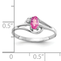 14k White Gold 5x3mm Oval Pink Sapphire AA Diamond ring-X9713SP/AA