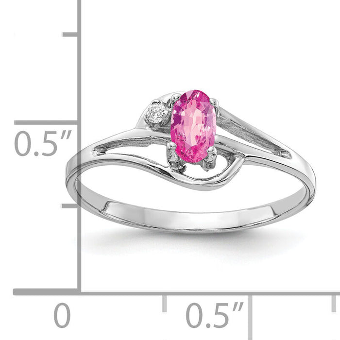 14k White Gold 5x3mm Oval Pink Sapphire AA Diamond ring-X9713SP/AA
