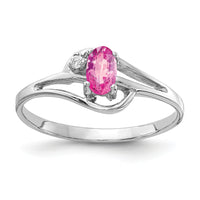 14k White Gold 5x3mm Oval Pink Sapphire AA Diamond ring-X9713SP/AA