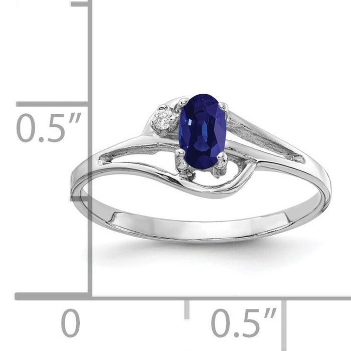 14k White Gold 5x3mm Oval Sapphire AA Diamond ring-X9713S/AA
