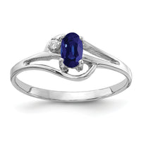 14k White Gold 5x3mm Oval Sapphire AA Diamond ring-X9713S/AA