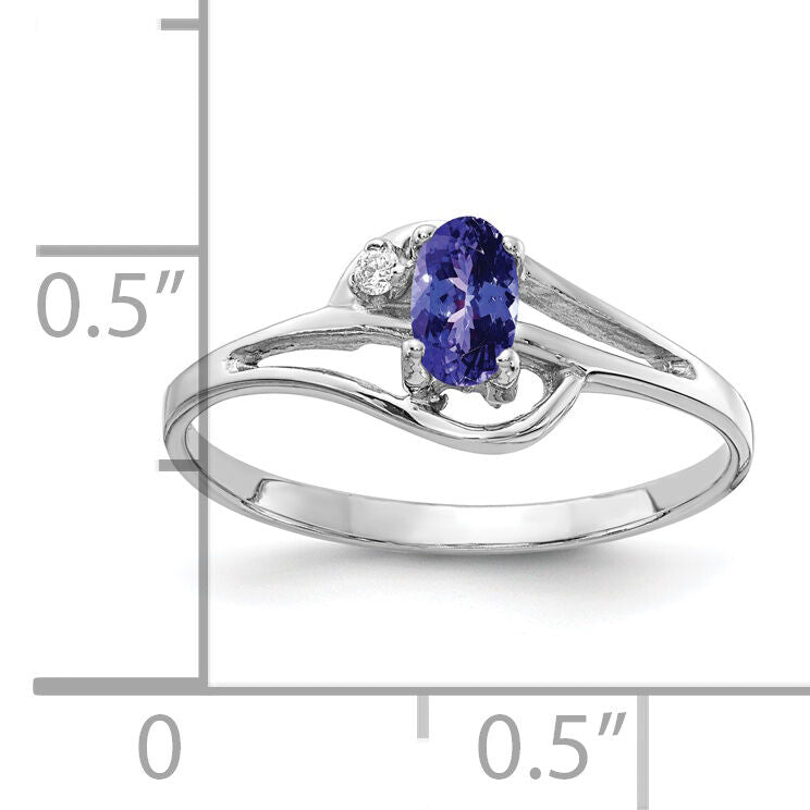 14k White Gold 5x3mm Oval Tanzanite AA Diamond ring-X9713T/AA
