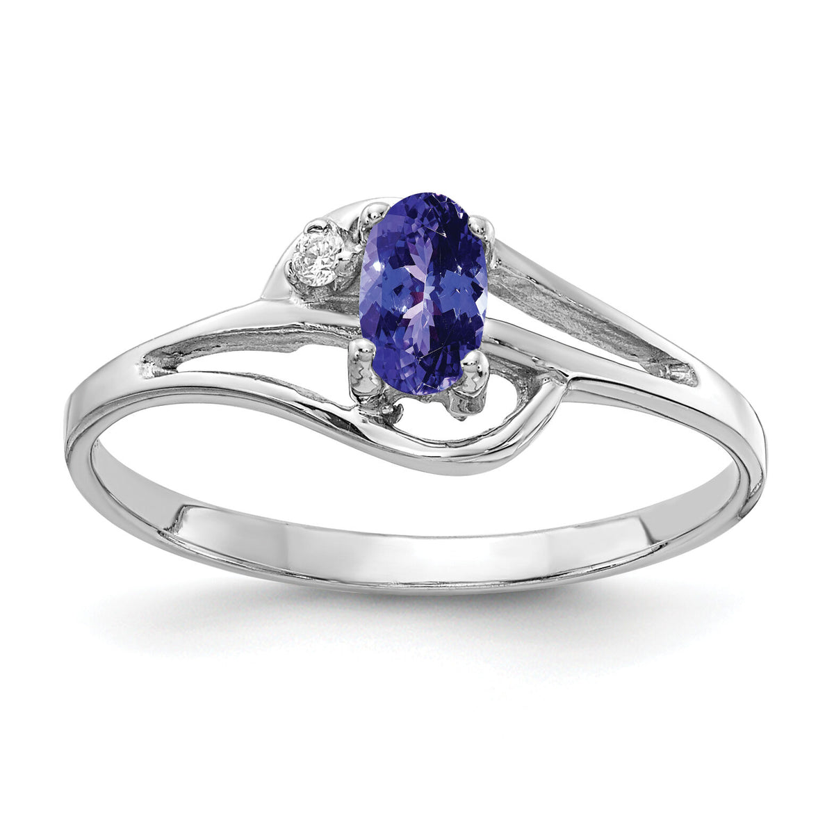 14k White Gold 5x3mm Oval Tanzanite AA Diamond ring-X9713T/AA