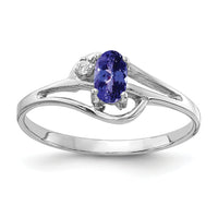 14k White Gold 5x3mm Oval Tanzanite AA Diamond ring-X9713T/AA