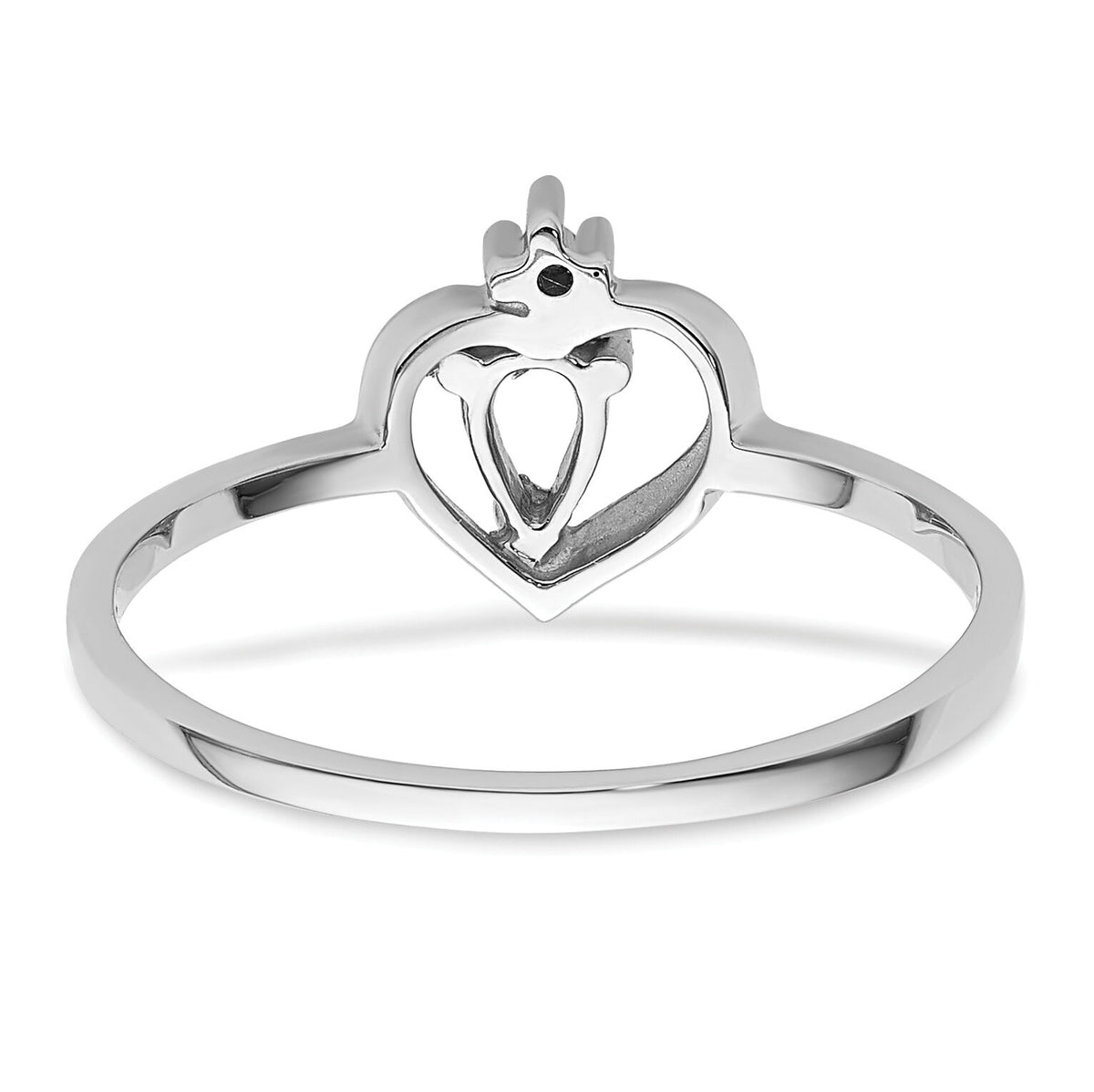 14k White Gold Polished .02ct. Diamond & 5x3 Pear Gemstone Ring Mounting-X9715