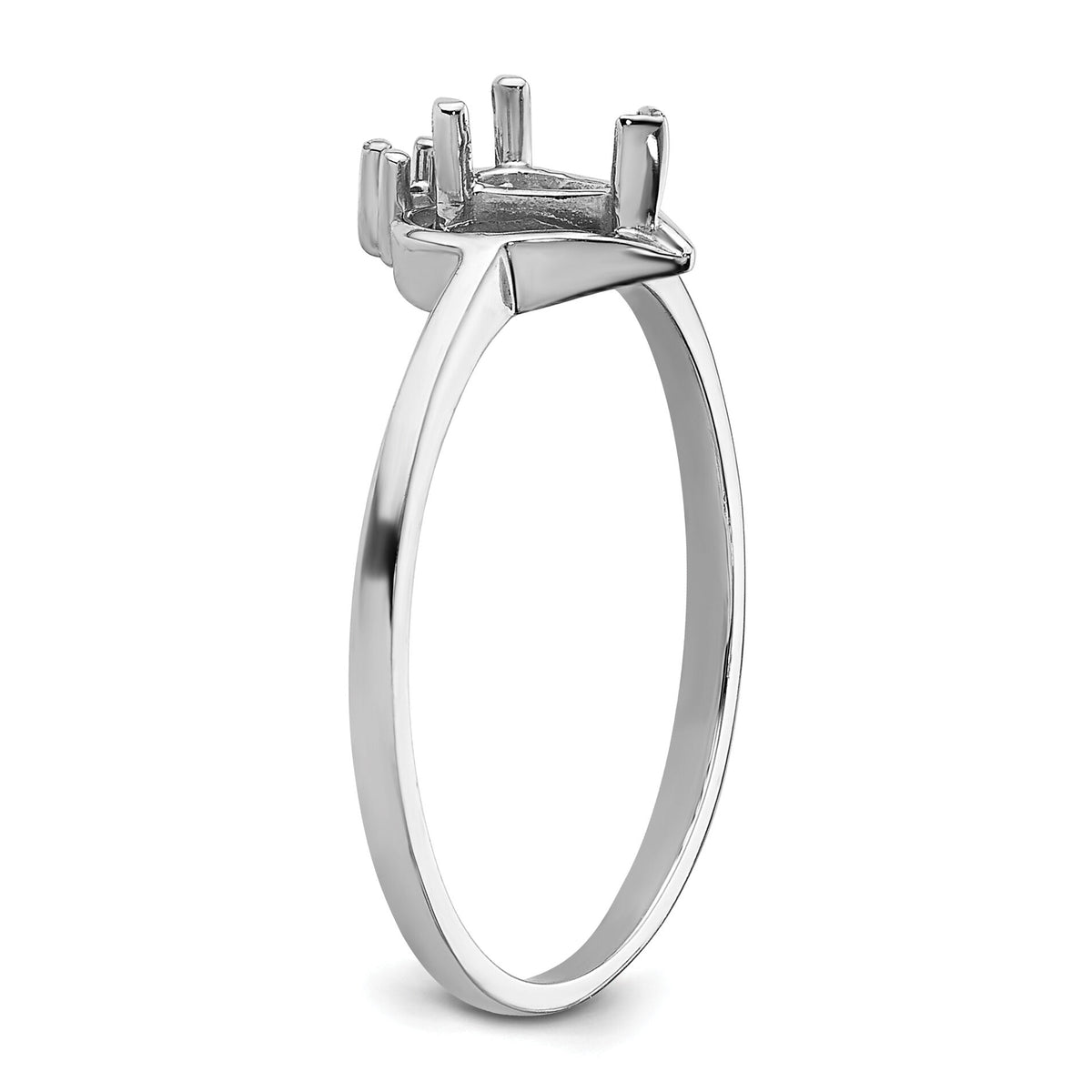 14k White Gold Polished .02ct. Diamond & 5x3 Pear Gemstone Ring Mounting-X9715