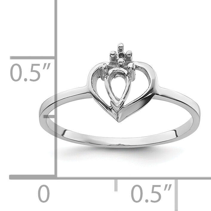 14k White Gold Polished .02ct. Diamond & 5x3 Pear Gemstone Ring Mounting-X9715