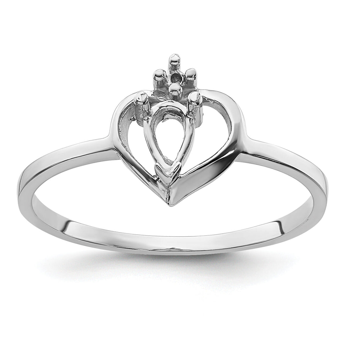 14k White Gold Polished .02ct. Diamond & 5x3 Pear Gemstone Ring Mounting-X9715