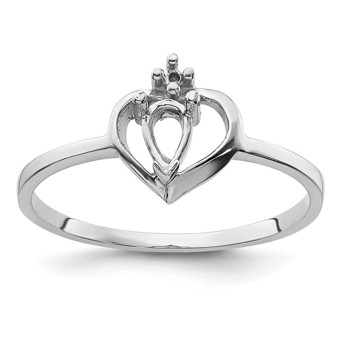 14k White Gold Polished .02ct. Diamond & 5x3 Pear Gemstone Ring Mounting-X9715