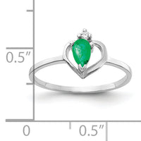 14k White Gold 5x3mm Pear Emerald AA Diamond ring-X9715E/AA