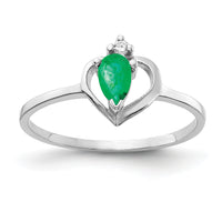 14k White Gold 5x3mm Pear Emerald AA Diamond ring-X9715E/AA