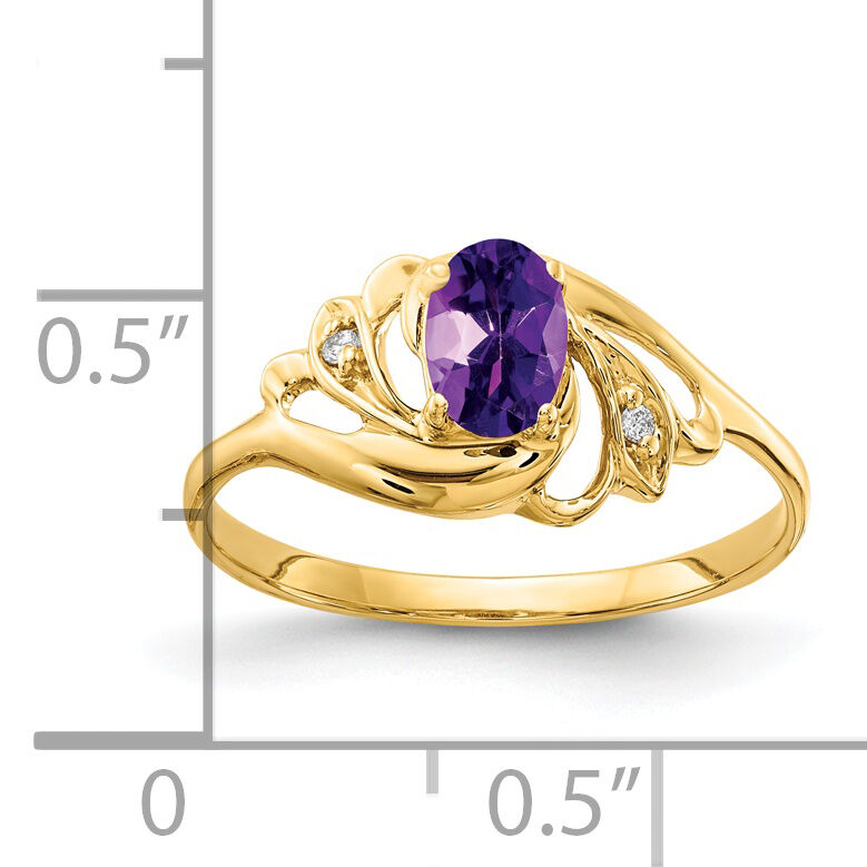 14k 6x4mm Oval Amethyst AA Diamond ring-X9716AM/AA