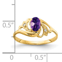 14k 6x4mm Oval Amethyst AA Diamond ring-X9716AM/AA