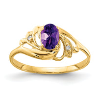 14k 6x4mm Oval Amethyst AA Diamond ring-X9716AM/AA