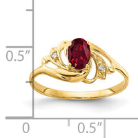 14k 6x4mm Oval Created Ruby AA Diamond ring-X9716CR/AA