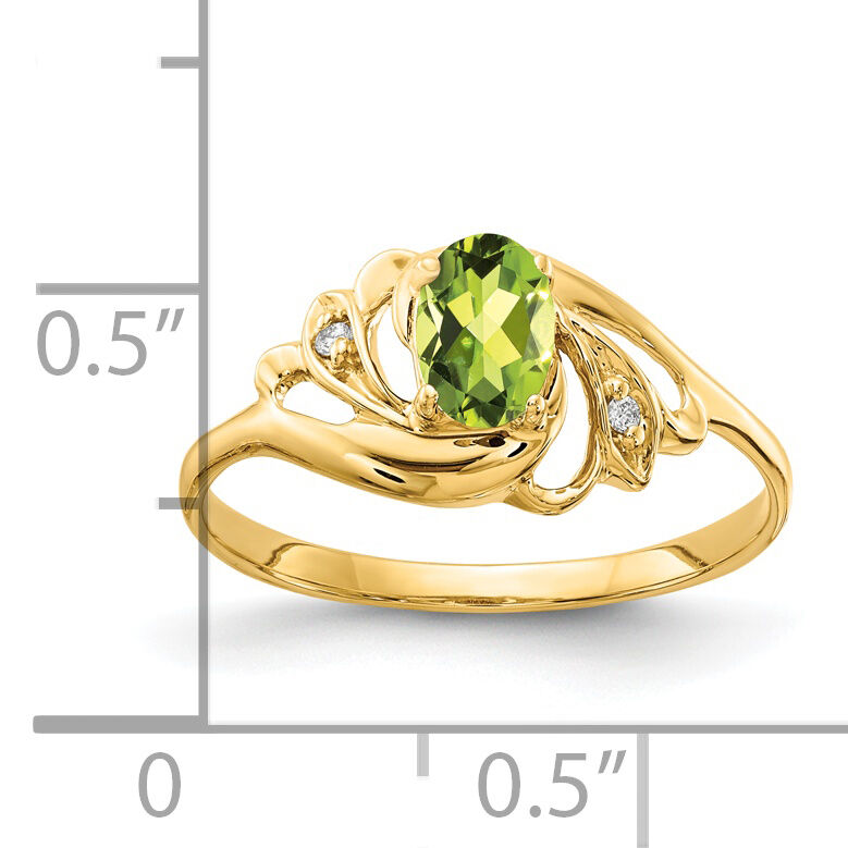 14k 6x4mm Oval Peridot AA Diamond ring-X9716PE/AA