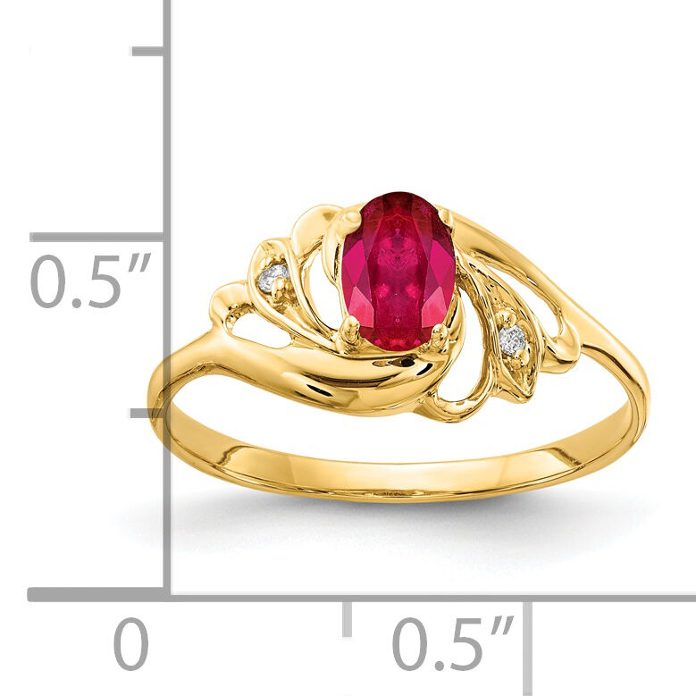 14k 6x4mm Oval Ruby AA Diamond ring-X9716R/AA