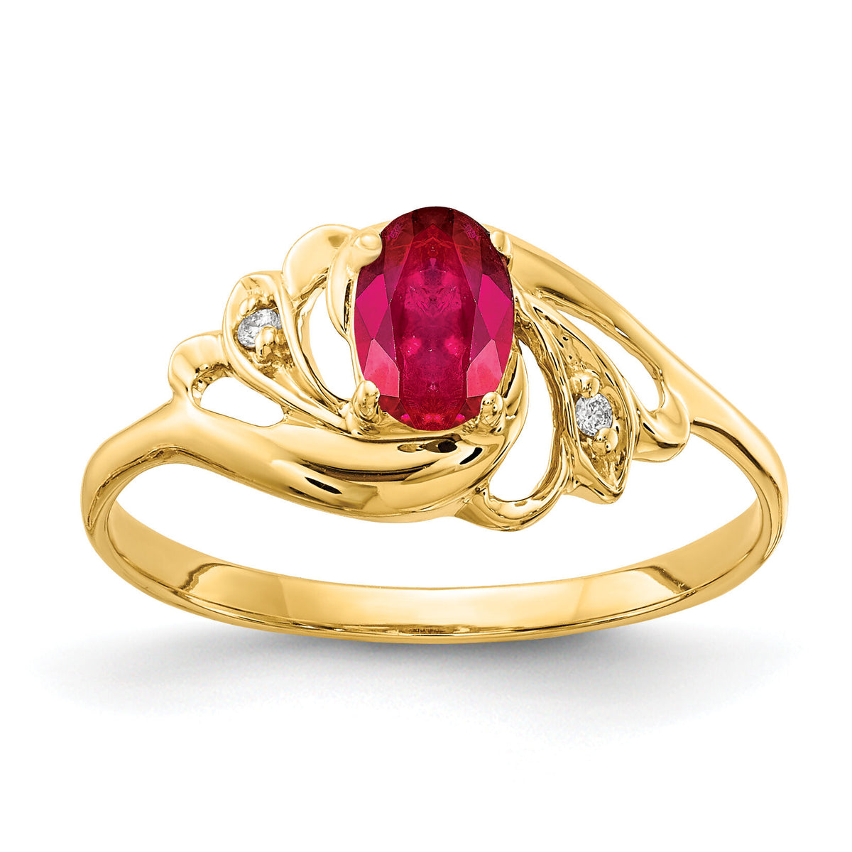 14k 6x4mm Oval Ruby AA Diamond ring-X9716R/AA