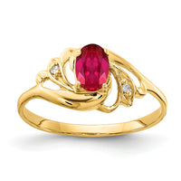 14k 6x4mm Oval Ruby AA Diamond ring-X9716R/AA