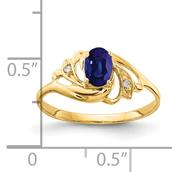 14k 6x4mm Oval Sapphire AA Diamond ring-X9716S/AA