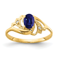 14k 6x4mm Oval Sapphire AA Diamond ring-X9716S/AA