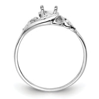 14k White Gold Polished .02ct. Diamond & 6x4 Oval Gemstone Ring Mounting-X9717