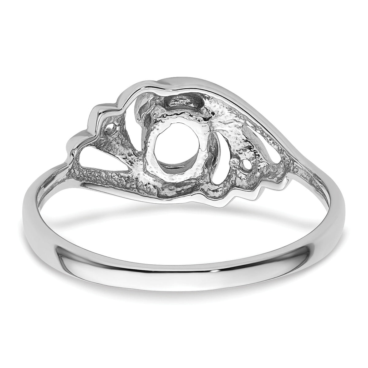 14k White Gold Polished .02ct. Diamond & 6x4 Oval Gemstone Ring Mounting-X9717