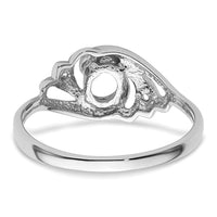 14k White Gold Polished .02ct. Diamond & 6x4 Oval Gemstone Ring Mounting-X9717