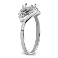 14k White Gold Polished .02ct. Diamond & 6x4 Oval Gemstone Ring Mounting-X9717