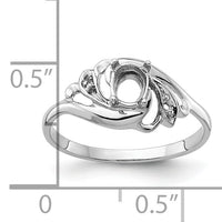 14k White Gold Polished .02ct. Diamond & 6x4 Oval Gemstone Ring Mounting-X9717