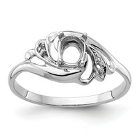 14k White Gold Polished .02ct. Diamond & 6x4 Oval Gemstone Ring Mounting-X9717