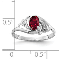 14k White Gold 6x4mm Oval Created Ruby AA Diamond ring-X9717CR/AA