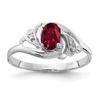 14k White Gold 6x4mm Oval Created Ruby AA Diamond ring-X9717CR/AA