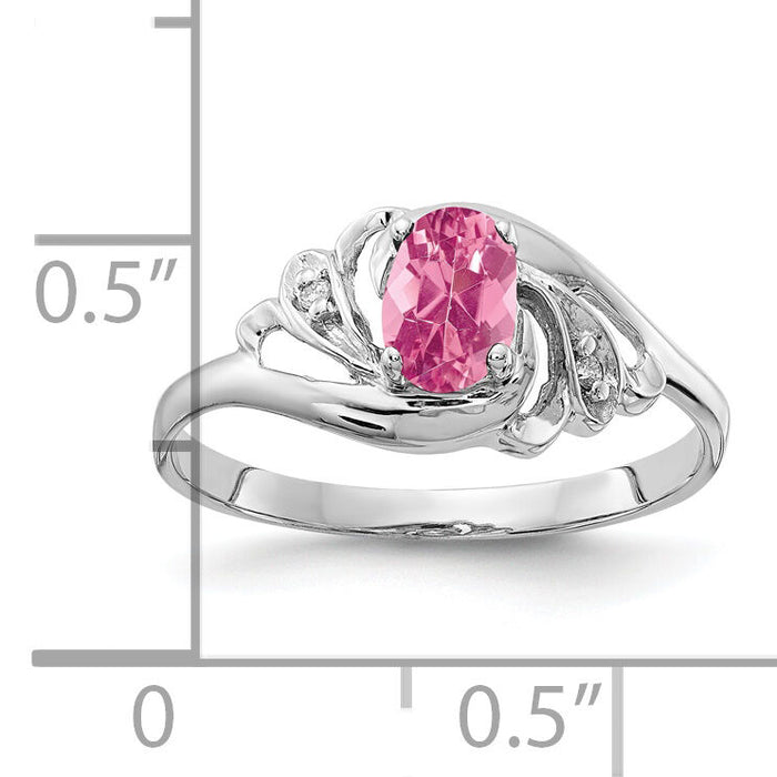 14k White Gold 6x4mm Oval Pink Tourmaline AA Diamond ring-X9717PT/AA