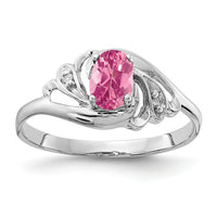 14k White Gold 6x4mm Oval Pink Tourmaline AA Diamond ring-X9717PT/AA