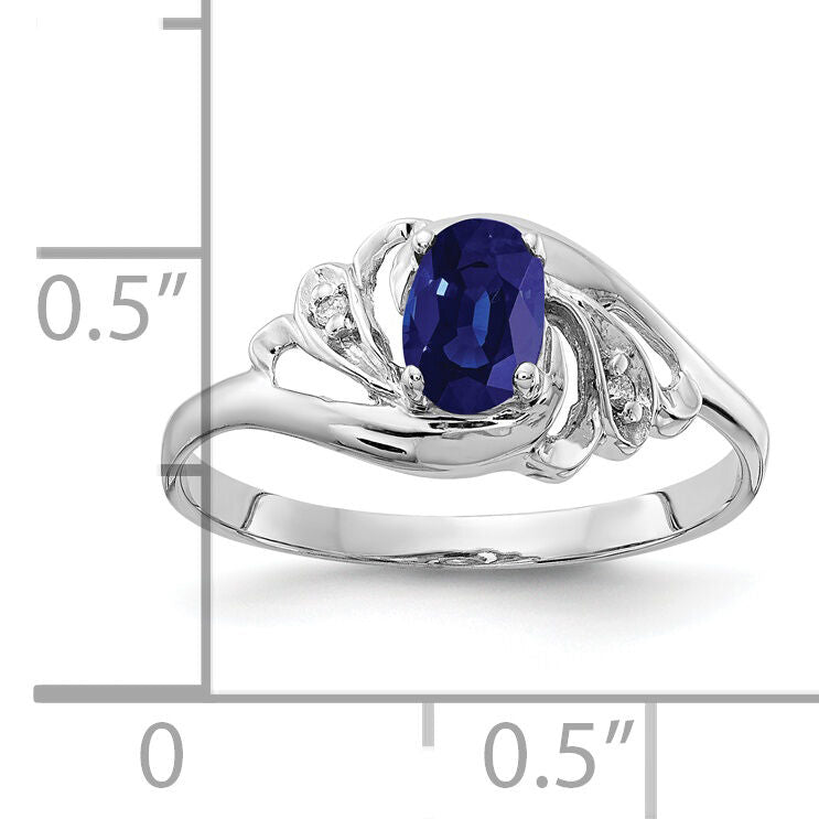 14k White Gold 6x4mm Oval Sapphire AA Diamond ring-X9717S/AA