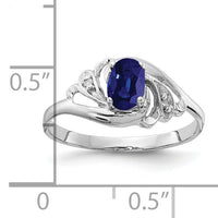 14k White Gold 6x4mm Oval Sapphire AA Diamond ring-X9717S/AA