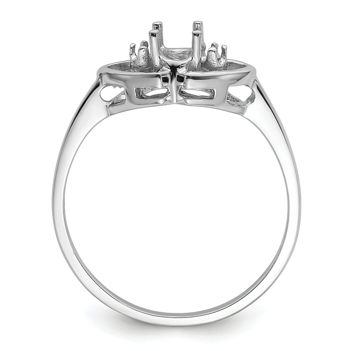 14k White Gold Polished .03ct. Diamond & 5x3 Oval Gemstone Ring Mounting-X9719