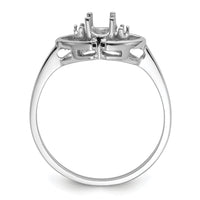 14k White Gold Polished .03ct. Diamond & 5x3 Oval Gemstone Ring Mounting-X9719