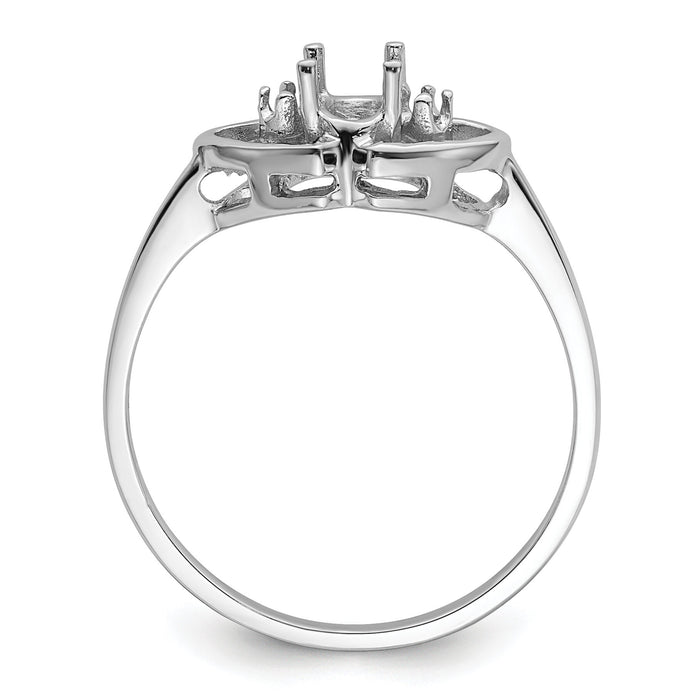 14k White Gold Polished .03ct. Diamond & 5x3 Oval Gemstone Ring Mounting-X9719