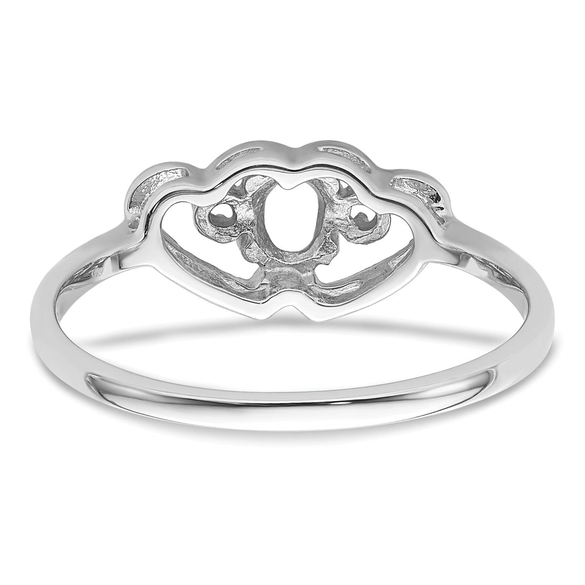 14k White Gold Polished .03ct. Diamond & 5x3 Oval Gemstone Ring Mounting-X9719