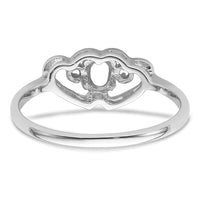 14k White Gold Polished .03ct. Diamond & 5x3 Oval Gemstone Ring Mounting-X9719