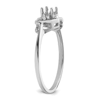 14k White Gold Polished .03ct. Diamond & 5x3 Oval Gemstone Ring Mounting-X9719