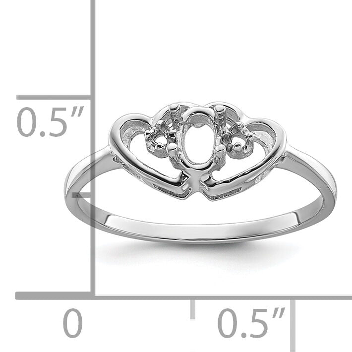 14k White Gold Polished .03ct. Diamond & 5x3 Oval Gemstone Ring Mounting-X9719