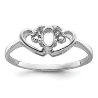 14k White Gold Polished .03ct. Diamond & 5x3 Oval Gemstone Ring Mounting-X9719