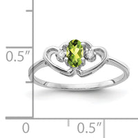 14k White Gold 5x3mm Oval Peridot AA Diamond ring-X9719PE/AA