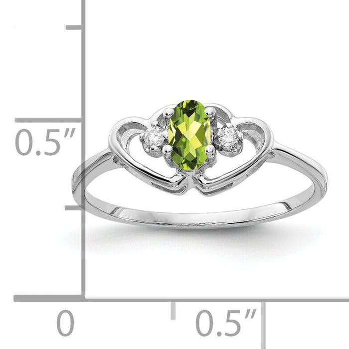14k White Gold 5x3mm Oval Peridot AA Diamond ring-X9719PE/AA
