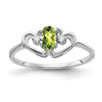 14k White Gold 5x3mm Oval Peridot AA Diamond ring-X9719PE/AA