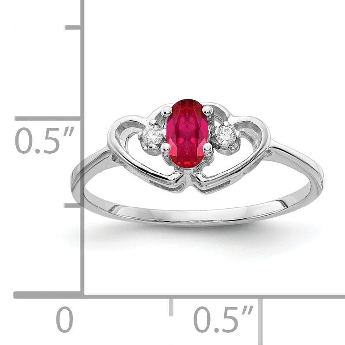 14k White Gold 5x3mm Oval Ruby AA Diamond ring-X9719R/AA